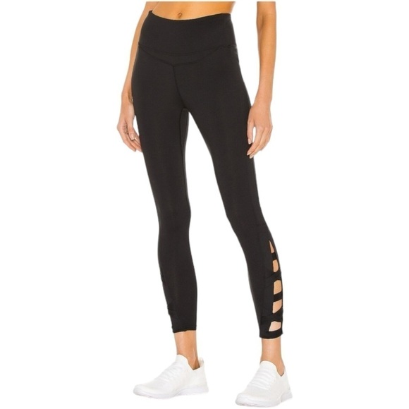 Free People Very Prairie Legging Black With Leg Cutouts New Gym Pants - Picture 5 of 5